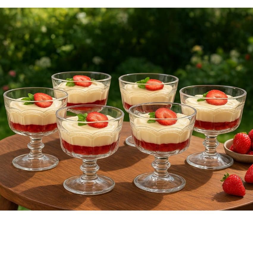 Conjunto 06 Taças de Sobremesa Premium 240 ML em Vidro para Sorvete ou Doces