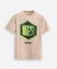Camiseta Infantil Minecraft Bege Manga Curta