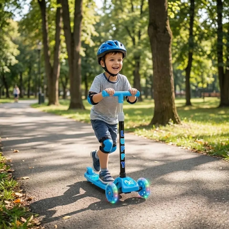 Patinete Infantil 3 Rodas Led Dobrável Luppy Azul Maxi Toys - Imagem 2
