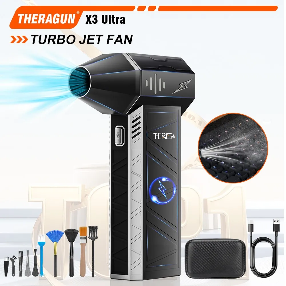 Ventilador Turbo X3Ultra Atualizado, Mini Portátil com 180.000 RPM, Poderoso Soprador de Ar Comprimido para Secagem de Carros/PC/Limpeza Doméstica