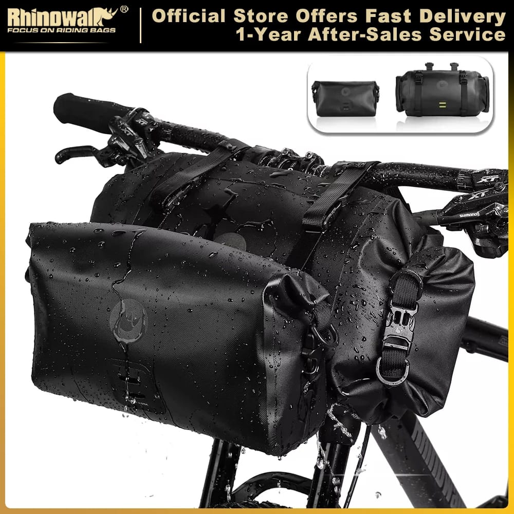 Rhinowalk 2021 saco de bicicleta à prova dbig água grande capacidade saco de guiador 2 peças tubo frontal saco de ciclismo mtb quadro tronco acessórios da bicicleta