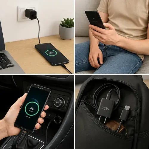 Carregador Super Rápido 25w Para Samsung Galaxy S24 S23 S22 S21 S20 Fe Ultra Motorola M22 M31 M32 M62 M63 M64 G15 Xiaomi Redmi Note 12 13 14 15 LG - Super Fast Cabo Blindado Tipo Usb C -Dtimp - Imagem 5