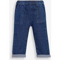 calça reta infantil jeans cós elástico azul