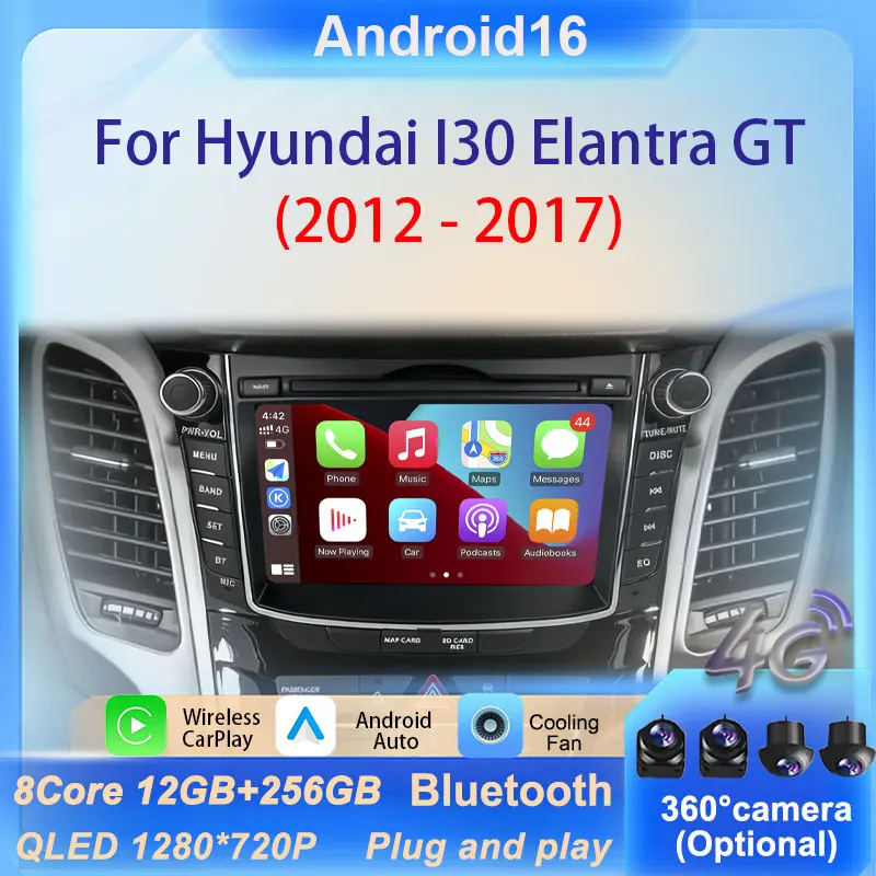 7 ''android 16 para hyundai i30 elantra gt 2012 - 2017 rádio do carro reprodutor multimídia sem fio carplay tela dividida dsp estéreo wifi