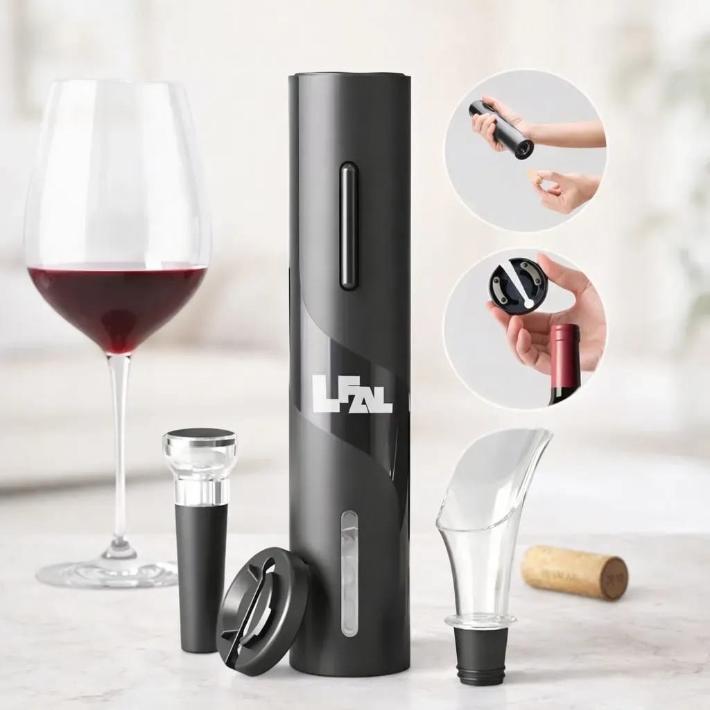 Abridor De Vinho Potente Saca Rolhas Automático Portátil Removedor De Rolha Kit 4 Em 1 Abridor De Garrafas Prático Frio Resistente Presente Fondue Jantar Elegante ABS Multifuncional Casa Lfal