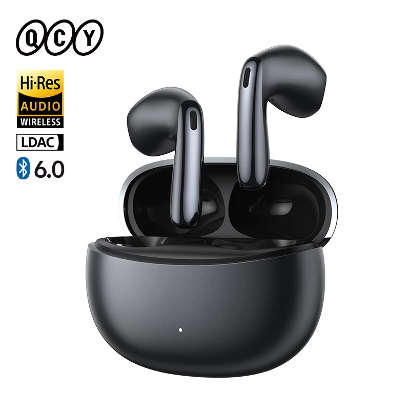 Fones de ouvido sem fio QCY AilyBuds E50 HT11 com cancelamento de ruído híbrido adaptativo de alta resolução, Bluetooth 6.0, som espacial, drivers de 11 mm e 40,5 horas de reprodução.
