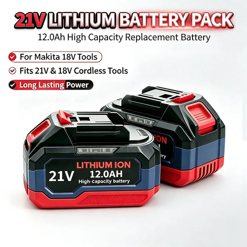 Bateria de íon de lítio de 21V 12Ah para substituição de ferramentas sem fio Makita 18V LXT, compatível com DDF487 BL1830 BL1850