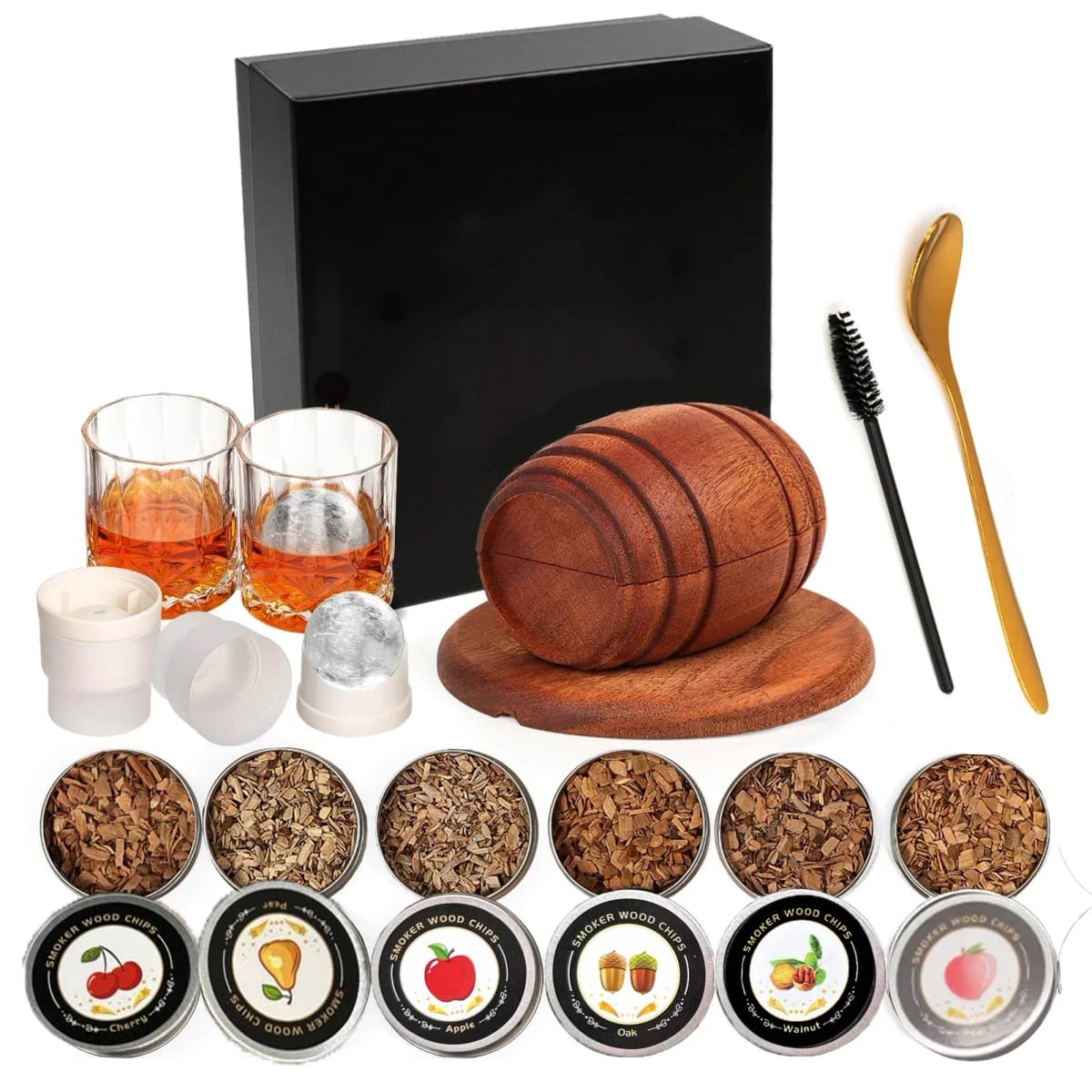 Kit de fumaça de uísque com lascas de madeira-6 sabores, infusor de fumaça de bebida à moda antiga para coquetéis, aniversário, bourbon para presentes - 1